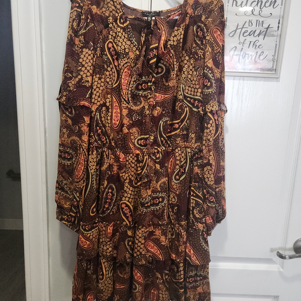 Jessica Simpson Brown and Black Ruffled Dress